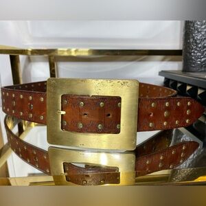 DOLCE & GABBANA leather belt with square gold buckle